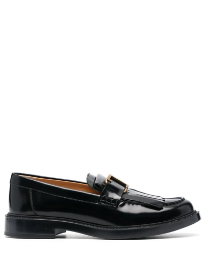 Tod's Timeless Leather Loafers In Nero
