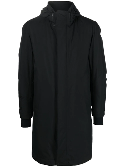 Herno Hooded Longline Padded Coat In Black