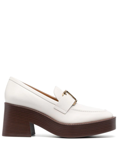 Tod's T Logo-plaque Platform Loafers In White