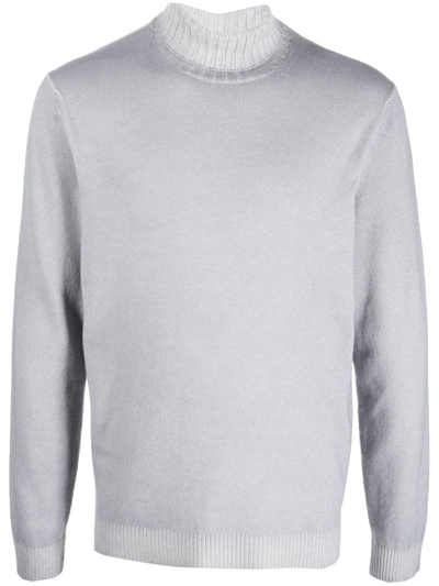 Malo Fine-knit Roll-neck Jumper In Grey