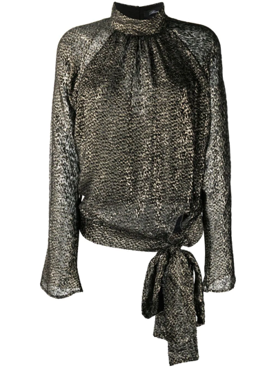 Blumarine Metallic Bow-embellished Blouse In Nero