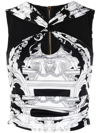 Versace Baroque Pattern Sleeveless Cropped Top In Black