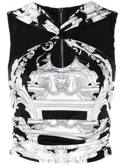 Versace Baroque Pattern Sleeveless Cropped Top In Default Title