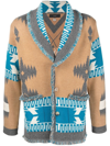 Alanui Icon Cardigan In Cashmere Jacquard In Brown,blue,grey