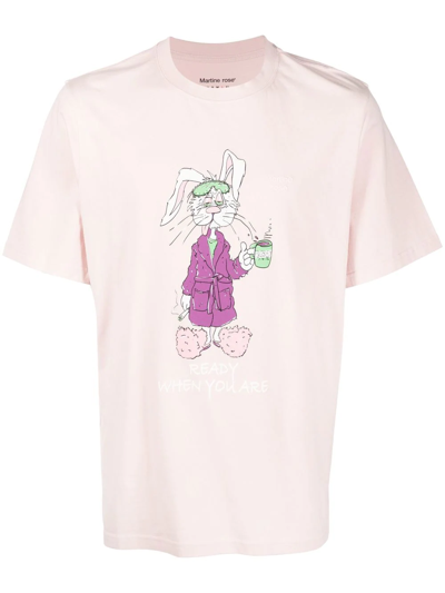 Martine Rose Rabbit Print Cotton Jersey T-shirt In Pink