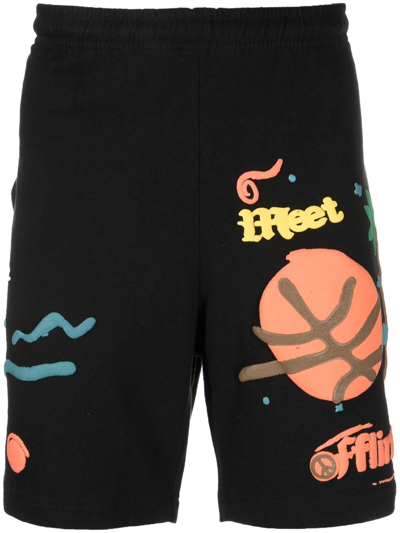 Market Graphic-print Track Shorts In Black