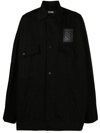 Raf Simons Denim Jacket With Leather Patch In Black