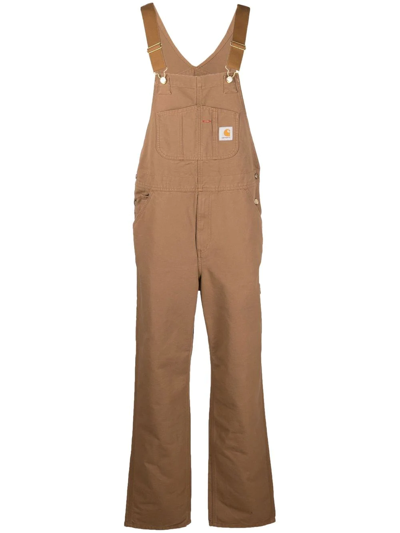 Carhartt Logo-patch Straight-leg Dungarees In Brown