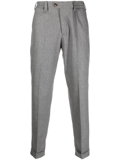 Pt Torino Mid-rise Cropped-leg Trousers In Grey