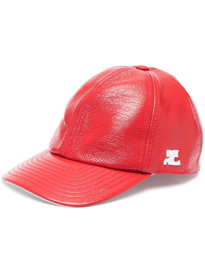 Courrèges Vinyl Logo-patch Baseball Cap In Red
