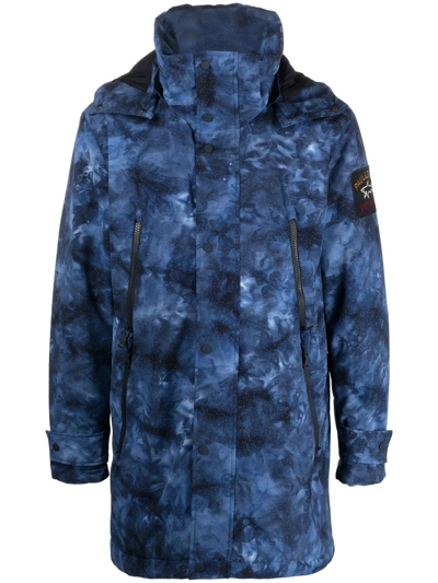 Paul & Shark Abstract-pattern Print Parka In Blue