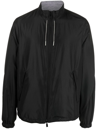 Zegna Logo-print Reversible Jacket In Black
