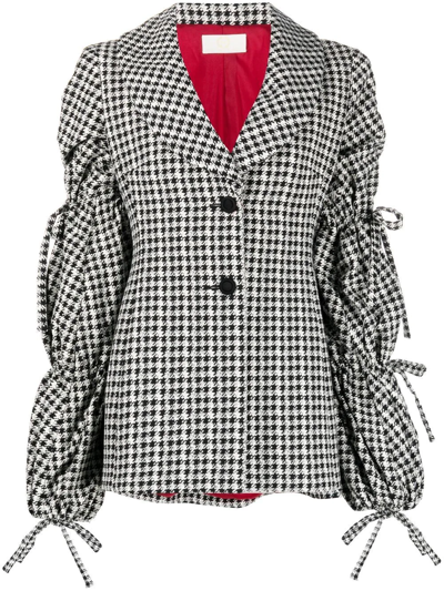 Sara Battaglia Houndstooth Single-breasted Blazer In Pied De Poule