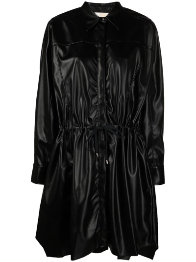 Sara Battaglia Faux-leather Dress In Black