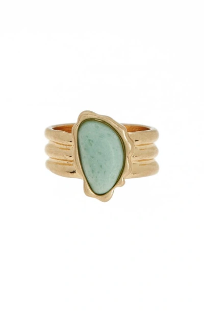 Melrose And Market Organic Cut Stone Ring In Green- Gold