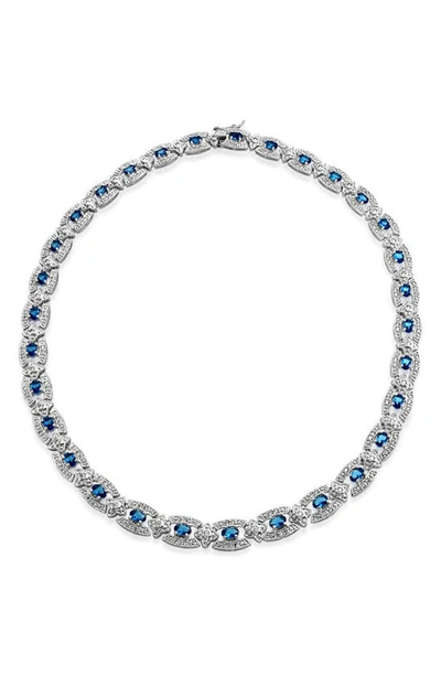Bling Jewelry Crystal Pavé Collar Necklace In Blue