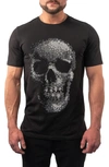 Maceoo Skulldot Black Embellished Stretch Cotton Graphic Tee In Black