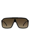 Carrera Eyewear 99mm Oversize Rectangular Sunglasses In Black / Brown Gradient