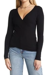 Halogen Surplice V-neck Sweater In Black