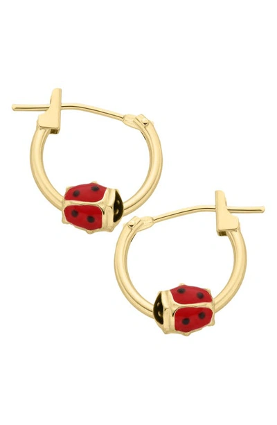Mignonette Kids' 14k Gold Ladybug Hoop Earrings