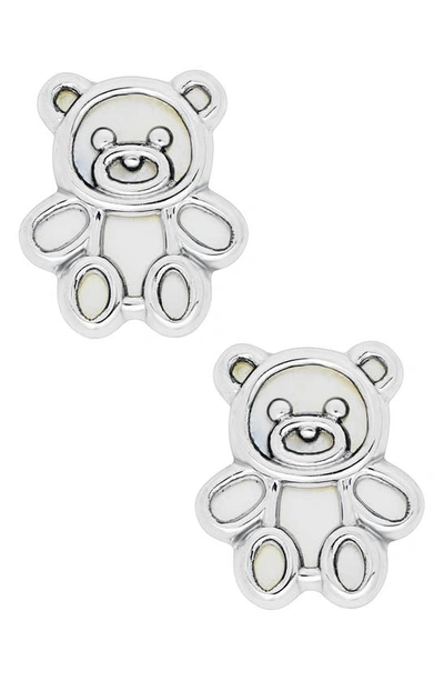 Mignonette Kids' Sterling Silver Teddy Bear Stud Earrings