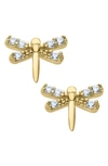 MIGNONETTE 14K GOLD & CUBIC ZIRCONIA DRAGONFLY STUD EARRINGS