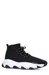 Kurt Geiger Lettie Lace-up Knitted Sock Trainers In Charcoal