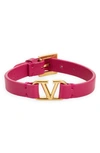Valentino Garavani Vlogo Signature Calfskin Bracelet Woman Pink Uni