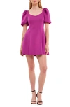 English Factory Puff Sleeve Minidress In Orchid