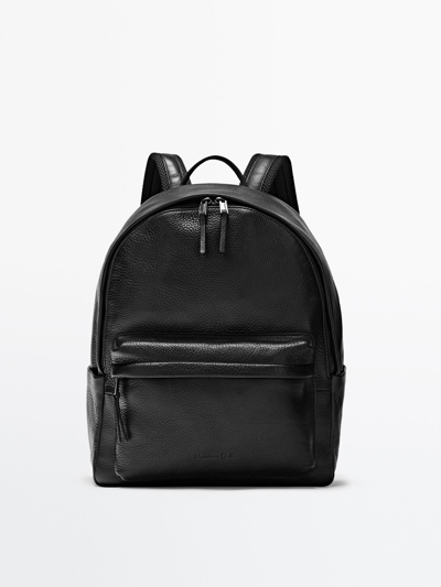 Massimo Dutti Black Montana Leather Backpack | ModeSens display picture 1
