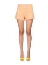 Rotate Birger Christensen High-waist Knit Shorts In Orange Wool In Orange