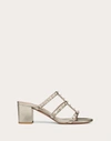 VALENTINO GARAVANI VALENTINO GARAVANI ROCKSTUD METALLIC CALFSKIN LEATHER SLIDE SANDAL 60 MM WOMAN SKIN 38.5