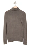 Joseph A Turtleneck Button Sleeve Pullover Sweater In Brown Heather