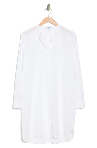 James Perse Long Sleeve Cotton Button-up Shirtdress In White