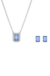 Swarovski Silver-tone Millenia Blue Crystal Stud Earrings & 14-7/8" Pendant Necklace Set In Blue