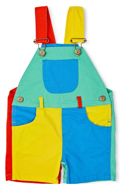 Dotty Dungarees Unisex Colorblock Overall Shorts - Baby, Little Kid, Big Kid In Multicolor Primary