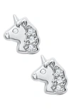 Mignonette Sterling Silver Unicorn Stud Earrings In Silver