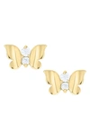 MIGNONETTE 14K GOLD & CUBIC ZIRCONIA BUTTERFLY STUD EARRINGS