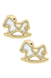 MIGNONETTE 14K GOLD & MOTHER-OF-PEARL ROCKING HORSE STUD EARRINGS