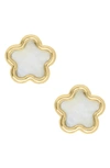 MIGNONETTE 14K GOLD & MOTHER-OF-PEARL FLOWER STUD EARRINGS