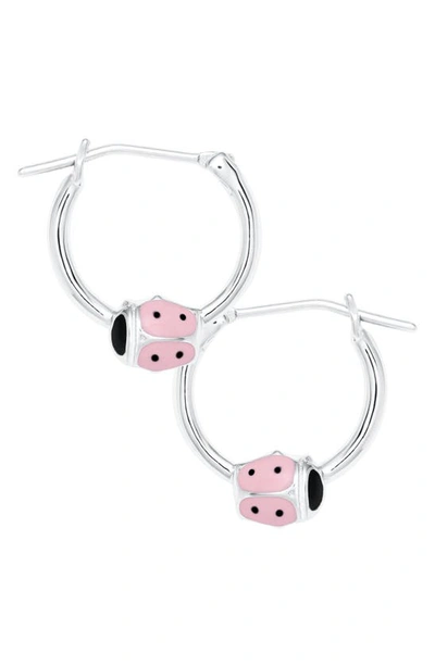 Mignonette Babies' Sterling Silver Ladybug Hoop Earrings