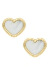 MIGNONETTE MIGNONETTE 14K GOLD & MOTHER-OF-PEARL HEART STUD EARRINGS