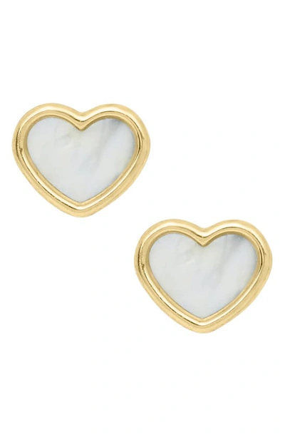 Mignonette Kids'  14k Gold & Mother-of-pearl Heart Stud Earrings