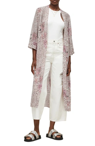 Allsaints Carine Laertes Kimono Style Jacket In Soft Pink