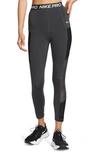 Nike Women's  Pro High-waisted 7/8 Leggings With Pockets In Dk Smoke Grey/ Black/ White
