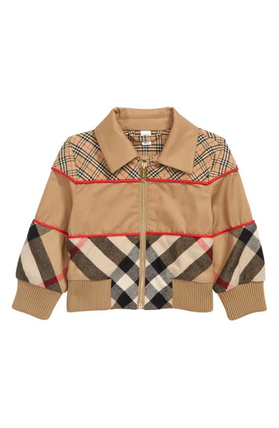 Burberry Kids' Check Print Cotton Flannel Jacket In Beige