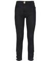 Balmain Logo-plaque Denim Jeans In Nero