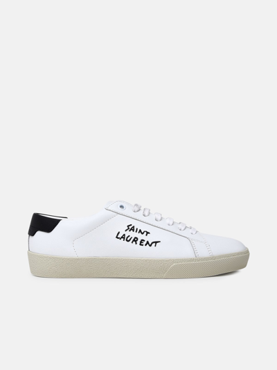 Saint Laurent Court Sl/06 Leather Sneakers In White