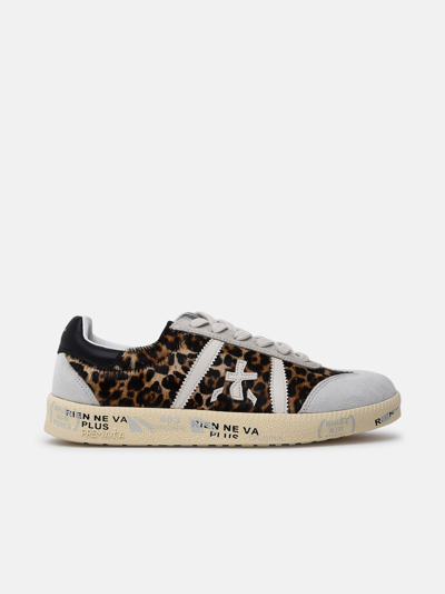 Premiata Leopard Print Leather Blend Bonnied Sneakers In Multi