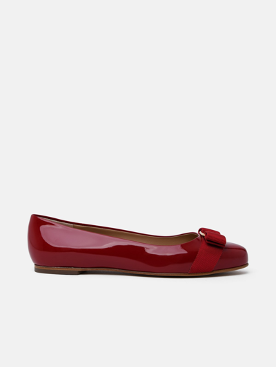 Salvatore Ferragamo Varina Flats In A Painted Red Calf Leather
